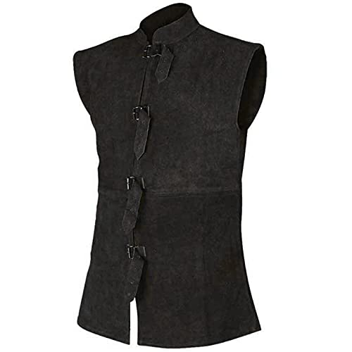 ZHUER Mens Faux Suede Vest Retro Gothic Steampunk Waistcoat Slim Fit Sleeveless Casual Western Cowboy Suit Vest Jacket Fall