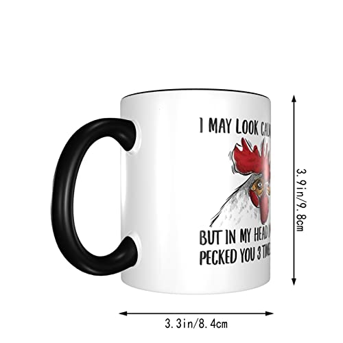 Divertidos regalos de pollo para mujer, taza de café, taza de café, color de borde - Imagen 6