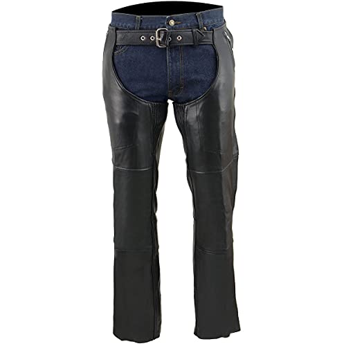 Image of Milwaukee Leather Men's Thermal Lined Premium Leather Motorcycle Bikers Riders Chaps