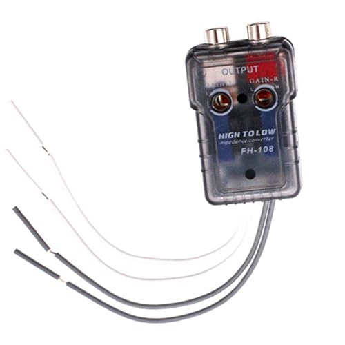 Sirseon Convertitore audio per auto da alto a basso - Convertitore Hi-Low per segnale audio stereo per auto - Convertitore di impedenza di uscita per convertitore Hilow audio per auto