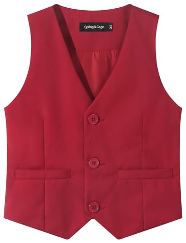 springampgege boy39s formal suit vest solid dress waistcoat vest with pockets size 4-14 years