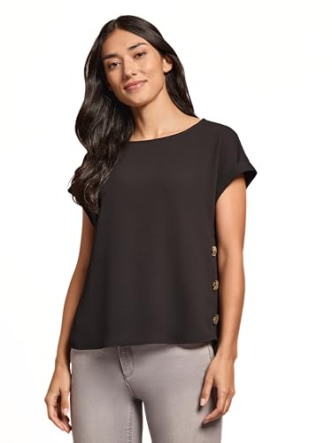 Jones New York Women's Short Sleeve Top with Button Detail