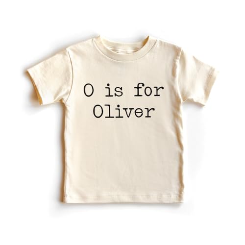 Personalized Name Alphabet Toddler Shirt - Custom Letter Is For Name Minimalist T-Shirt - Cute Boys & Girls Natural Toddler Youth Graphic Tee