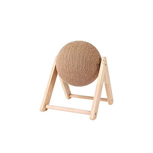 Fowybe Juguete rascador para gatos, sisal natural con base madera, rascador para gatos interior y gatitos, juguete para mascotas, árbol para rascar interactivo