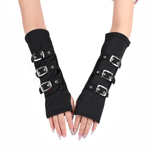 Gants Sans Doigts Gothique Punk Mitaines Manchettes à Lacets Long Femme Steampunk, Confortables À...