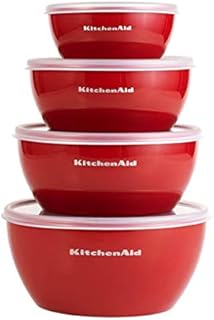KitchenAid Classic Prep Bowls with Lids, Set of 4, Empire Red