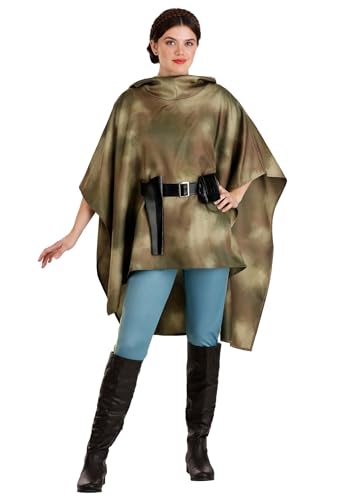 Womens Star Wars Deluxe Endor Battle Leia Costume | Adult Tunic, Pants, Belt and Braided Headband for Halloween Large