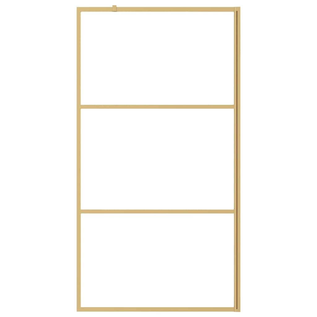 Mampara de ducha de cristal templado dorado 100 x 195 cm, marco de aluminio de seguridad de 5 mm, protección contra salpicaduras para caminar en esquina o baño