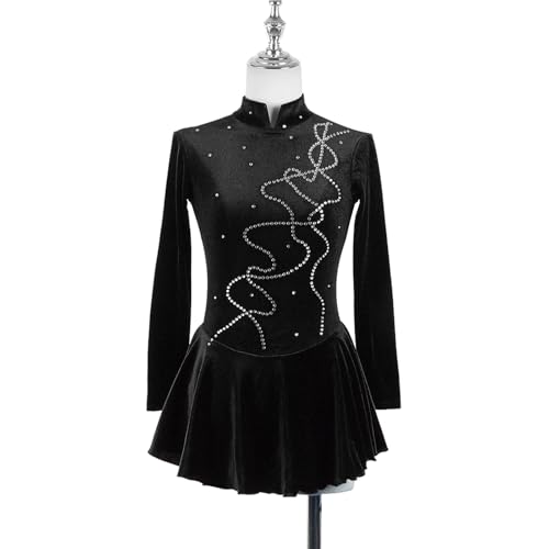 Vestido Feminino De Patinação Artística, Adulto, Mangas Compridas, Performance De Competição, Veludo