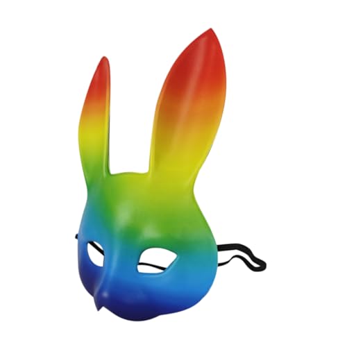 PRETYZOOM 3d Rainbow Bunny Mask Carnival Accessory for Women Scary Halloween Mask Prop