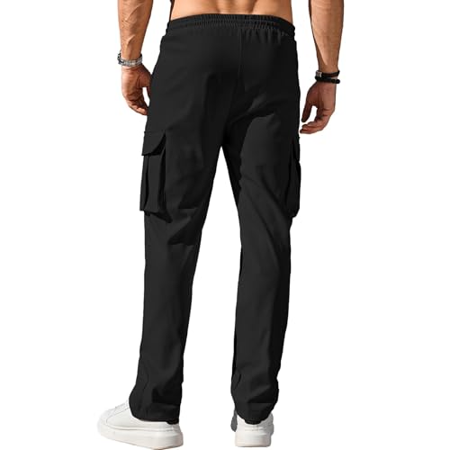 Men's Baggy Cargo Pants Loose Fit Hiking Drawstring Elastic Waist Workout Joggers Sweatpants Outdoor3