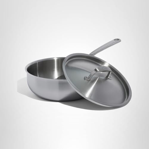 Made In Cookware - 3 Quart Stainless Steel Saucier Pan - 5 Ply Stainless Clad - Professional Cookware - Crafted in Italy - Induction Compatible