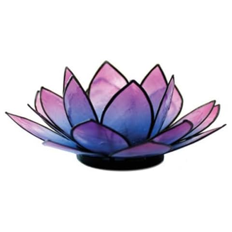 Om Gallery SoHo Lotus Tea Light Holder, Pink/Turquoise Cover
