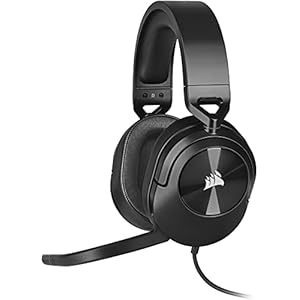 CORSAIR HS55 SURROUND Lightweight Multiplatform Wired Gaming Headset – Dolby 7.1 Surround Sound – iCUE Compatible – PC, Mac, PS5, PS4, Xbox, Nintendo Switch, Mobile – Carbon