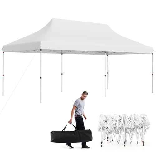 COSTWAY Gazebo Pieghevole 3x6m Modello Pop-up Bianco