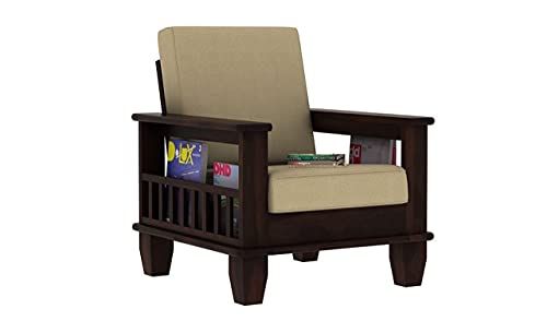 Image of Solid Sheesham Wood 5 Seater Sofa Set for Living Room Hall Office Hotel Wooden 3+1+1 Seater Sofa Furniture (Walnut Finish)