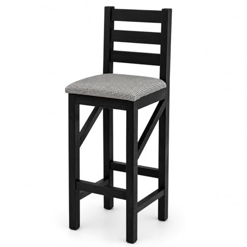 Image of OGESTA Solid Sheesham Wood Bar Stool Chair for Kitchen Island & Bar Counter | High Back Wooden Counter Chair | Dining Counter Stool | Breakfast Bar Chair | 105Cm Height | Set of 1