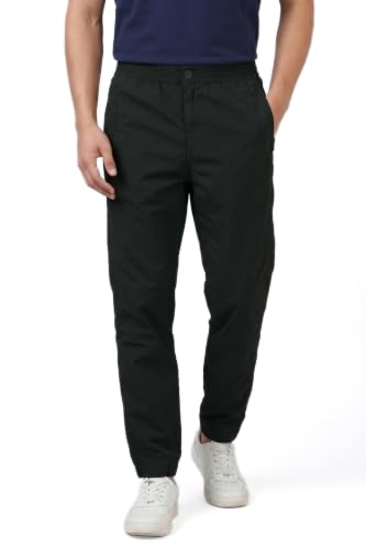 Image of Allen Solly Men's Regular Mid‑Rise Casual Pants | Cotton‑Blend Fabric | Solid Parachute Pants | Stylish & Comfortable Fit