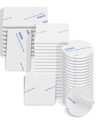 Acual Klebepads Doppelseitig Extra Stark 50 Stück Doppelseitige Klebepads Weiß Schaumstoff Klebepads für Innen & Außen Wasserfeste Montagepads für Zuhause Büro Auto-Rund30mm/Quadratisch40mm/Rechteckig