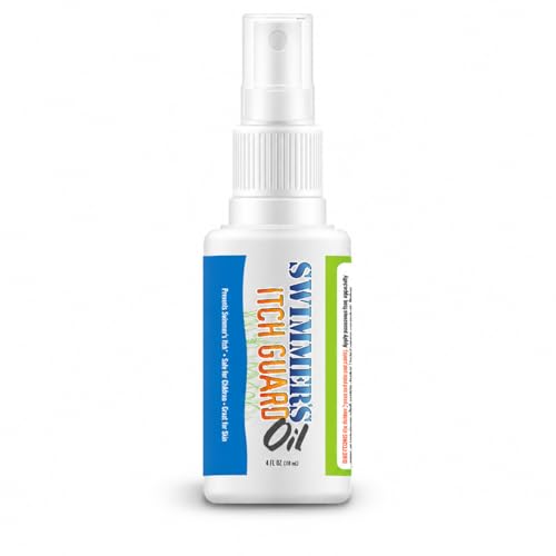 Swimmer Itch Guard Oil All-Natural Swim Spray for Chlorine Lake Beach & Pool Leave-In Skin Guard with 7 Botanical Plant Oils Family Friendly Kids Ages 2+ Made in USA 4 fl oz