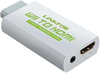 LiNKFOR Wii HDMI Converter Wii to HDMI Converter Scales Wii to HDMI and 3.5mm Audio Output Wii Signal to 720p and 1080p HDMI Signal Wii2HDMI Support ETC NTSC PAL Compatible with HDTV Headphone