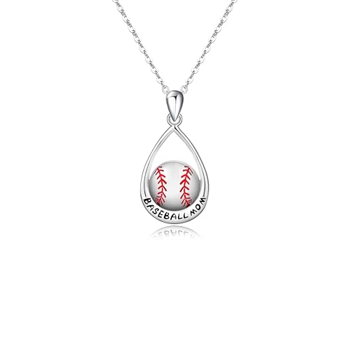 Baseball Mom Necklace for Women S925 Sterling Silver Baseball Mom Jewelry Gifts for Women