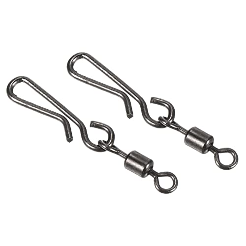 PATIKIL Fishing Rolling Swivel with Hanging Snap, 60 Pack 40lb Stainless Steel Fishing Terminal Tackle, Black