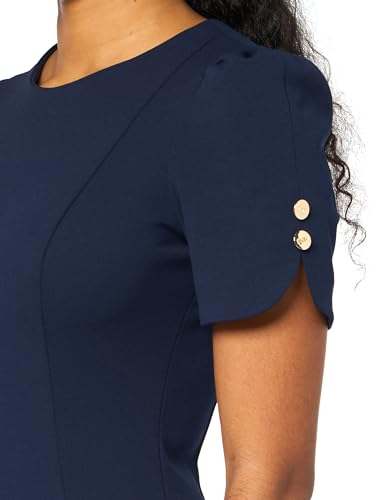Image of DKNY Women's Short Tulip Sleeve Sheath Dress with Button Detail