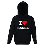 saseler markt 1 Kängurutasche JOllify SASEL Kinder Pullover Pulli Hoodie - Design: I Love - Ich Liebe - Größe: 164-14-15 Jahre