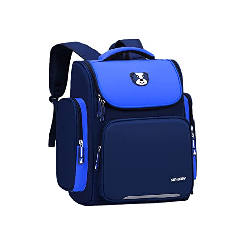 Sac à dos d'école bleu marine à imprimé dessin animé de grande capacité pour la maternelle