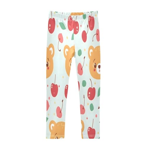 Bolaz Toddler Girls Leggings Printed Yoga Pants Leggings Cherry Bear for Kids