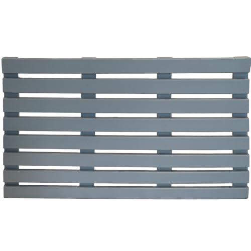 Unibos | Home Rectangular Grey Wooden Bath Mat | Bamboo Bath Mat | For Bathroom Outdoor Shower & Spa | 60 X 37cm Multipurpose Bamboo Mat With Anti Slip Rubber Feet Duck Board Wooden Shower Mats