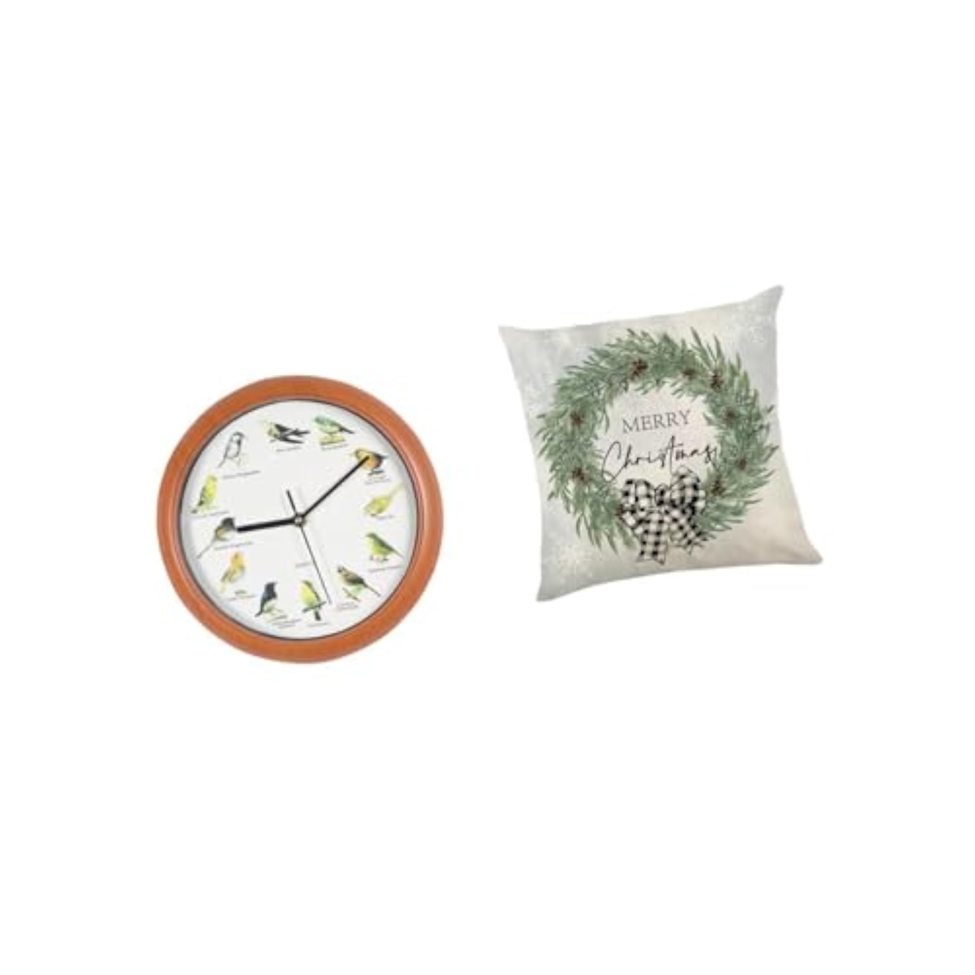 Singing Bird Wall Clock with Christmas Pillow Cover
