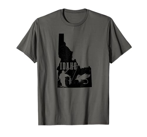 Idaho Fly Fishing Vintage State Map Trout T-Shirt