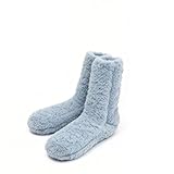 Generisch Selbstheizende Damen Mädchen Gemütliche Warme Stiefelpantoffeln Damen Herren Erwachsene Wintersocken Indoor, Weihnachten Cosplay Kostüm Rutschfeste Dicke Schuhe(Blue,1 Pair)