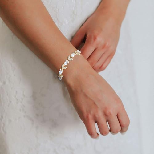Crysdue Wedding Bridal Bracelets for Brides, Cubic Zirconia Tennis Birthstone Jewelry Gift for Women Prom3