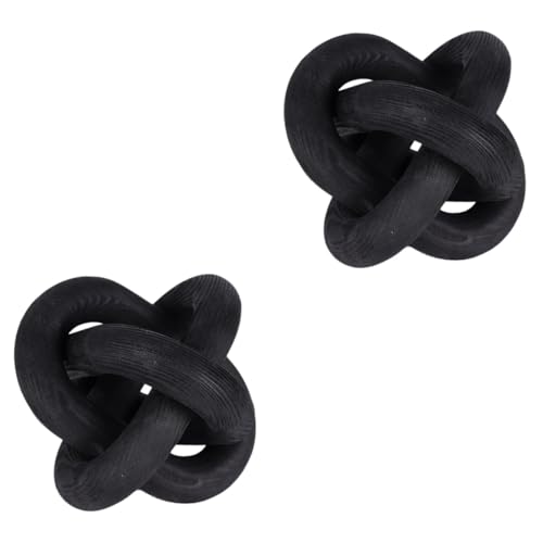 Hoement 2pcs Decorative Wooden Chain Knot Ornament for Home Art Hand-carved Rustic Link Decor for Tables Bookshelves and Living Spaces Unique Wooden Craft for Stylish Home Decor
