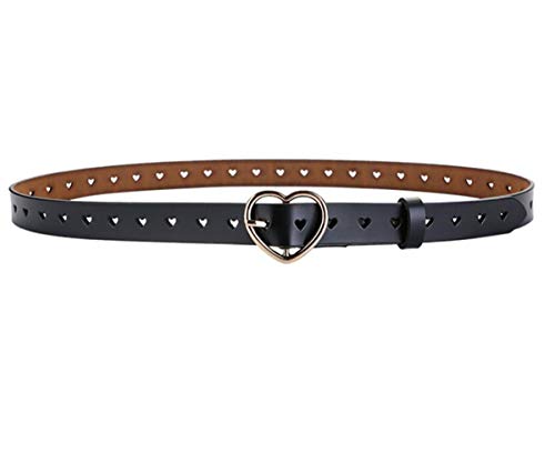 Fashion Real Leather 1Inch Wide Belts For Girl/Women With Gold Heart Buckle Jeans Dress Belt3