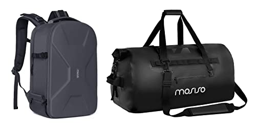 Mosiso Camera Backpack & 60L Waterproof Travel Dry Duffel Bag, Photography Camera Bag 15-16 Inch Waterproof Hardshell Case With Tripod Holder&Laptop Compartment Compatible With Canon/Nikon/Sony, Gray #TOP14