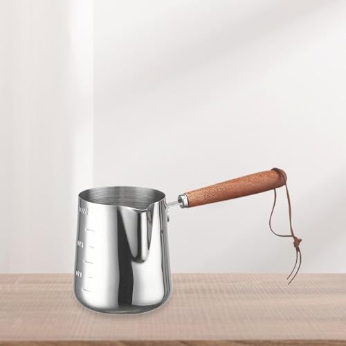 Generic Turkish Coffee Pot Chocolate Melting Pan Milk Warmer Teapot Milk Frothing Pitcher Butter Melting Pot for Household Restaurant, 350ML