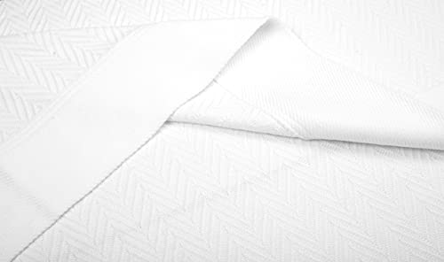 Threadmill Luxury Cotton Blankets For Twin Size Bed | All-Season 100% Cotton Twin Blanket For Bed | Herringbone Lightweight, Soft & Cozy Fall Thermal Blanket, 350Gsm, 72X90 Inches | White #TOP7