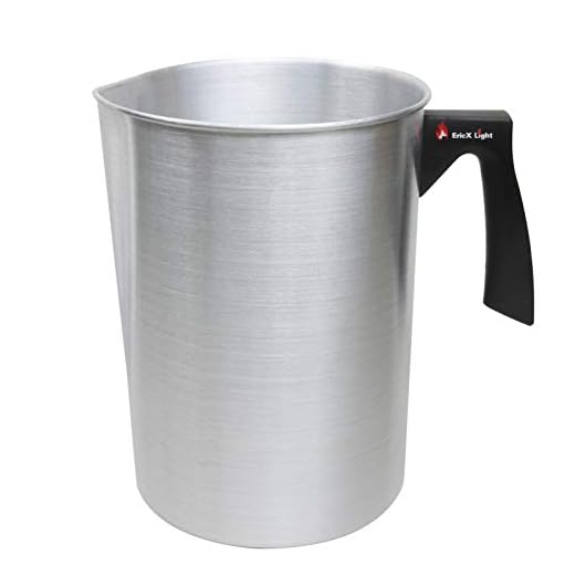 EricX Light Candle Making Pouring Pot, 4 pounds, Dripless Pouring Spout & Heat-Resisting Handle Designed Wax Melting Pot, Aluminum Construction Candle Making Pitcher