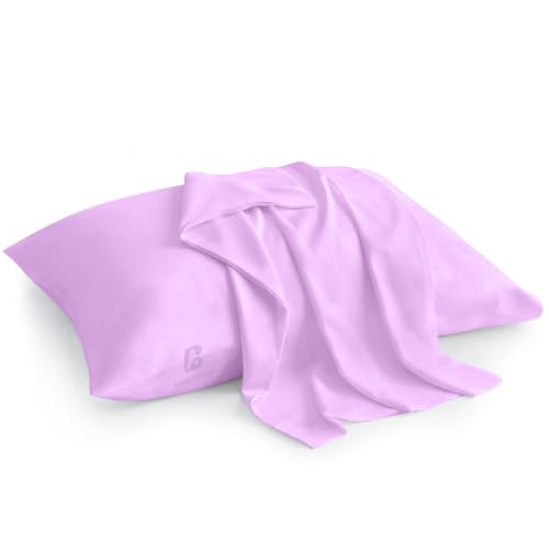 Image of Atiksh Beddings 16x22 Youth Pillowcase, Pack of 2 Toddler Travel Pillow Cases, 100% Egyptian Cotton, 600 Thread Count, Zipper Closure, Small Kids Pillowcase for Travel, Lavender