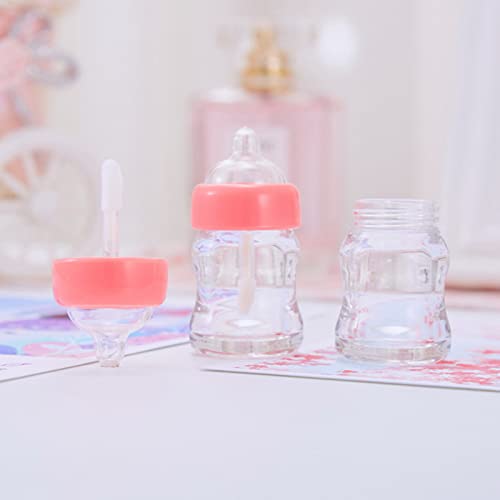 10/30/50 Uds. Envases de tubo de brillo de labios vacíos en forma de biberón, minibotellas de bálsamo labial rellenables transparentes con insertos de goma-50 Uds., amarillo