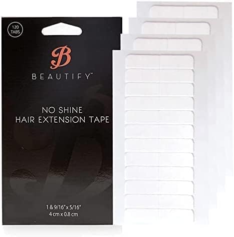 Beautify No Shine Hair Extension Tape Tabs - Double Sided Replacement Tape for Hair Extensions, 120 Tabs per Pack - Shine-Free Hold