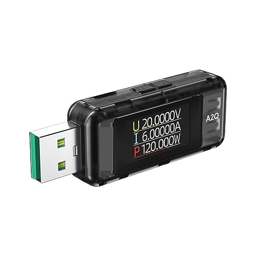 USB電圧電流チェッカー メーターテスター A2/Q USB テスタータイプ C 電流電圧 USB パワーメーター DC 電力計電流計モバイルバッテリー充電器インジケータ検出ツール 8A 電圧、電流、容量、電力、時間、温度、負荷インピーダンス(A2Q Bl