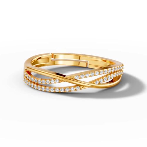 Image of Miss Highness 925 Pure Silver Crossover Eternity Ring for Women | Elegant Adjustable Design | Silver Jewellery With Authenticity Certificate | Gift for Girlfriend Wife | Casual Wear Ring,(MHN-R-125-N