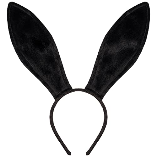 Funcredible Black Bunny Ears Headband Velvet Bendable Rabbit Ears Fluffy Bunny Costume Accessories for Parties and Concerts - Rabbit Costume for Women and Men