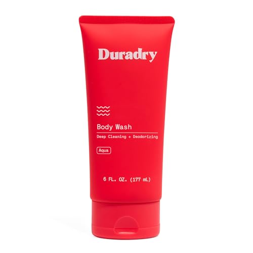 Duradry Deodorizing Body Wash for Women and Men - Odor control, Deep Cleansing, Nourishes, and Moisturizes Skin, Made with Natural Ingredients - Aqua Fragrance, 6 Fl Oz