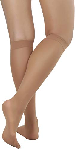 Image of ToBeInStyle Women Pack of 6 Sheer Knee-High Trouser Socks Reinforces Toes